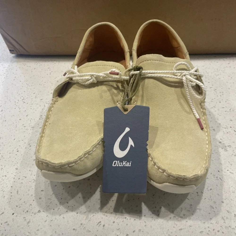 NWT‎ Olukai KA'A DRIVER Mens Size 11 Italian Suede Leather Loafers Golden Sand